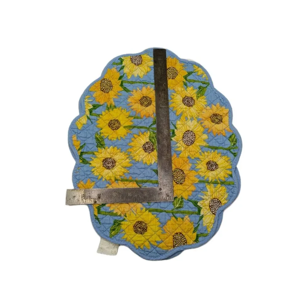 Sunflower Quilted Placemats Set Of 2 Cottagecore Shabby Chic Boho Summer